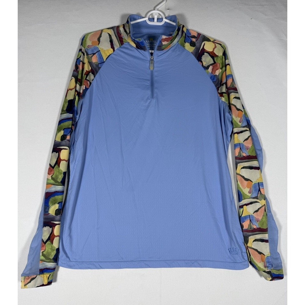 Kastel Denmark Women's XL Blue Quarter Zip Long-Sleeve Performance Riding Shirt